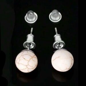 8mm Natural Howlite Earrings